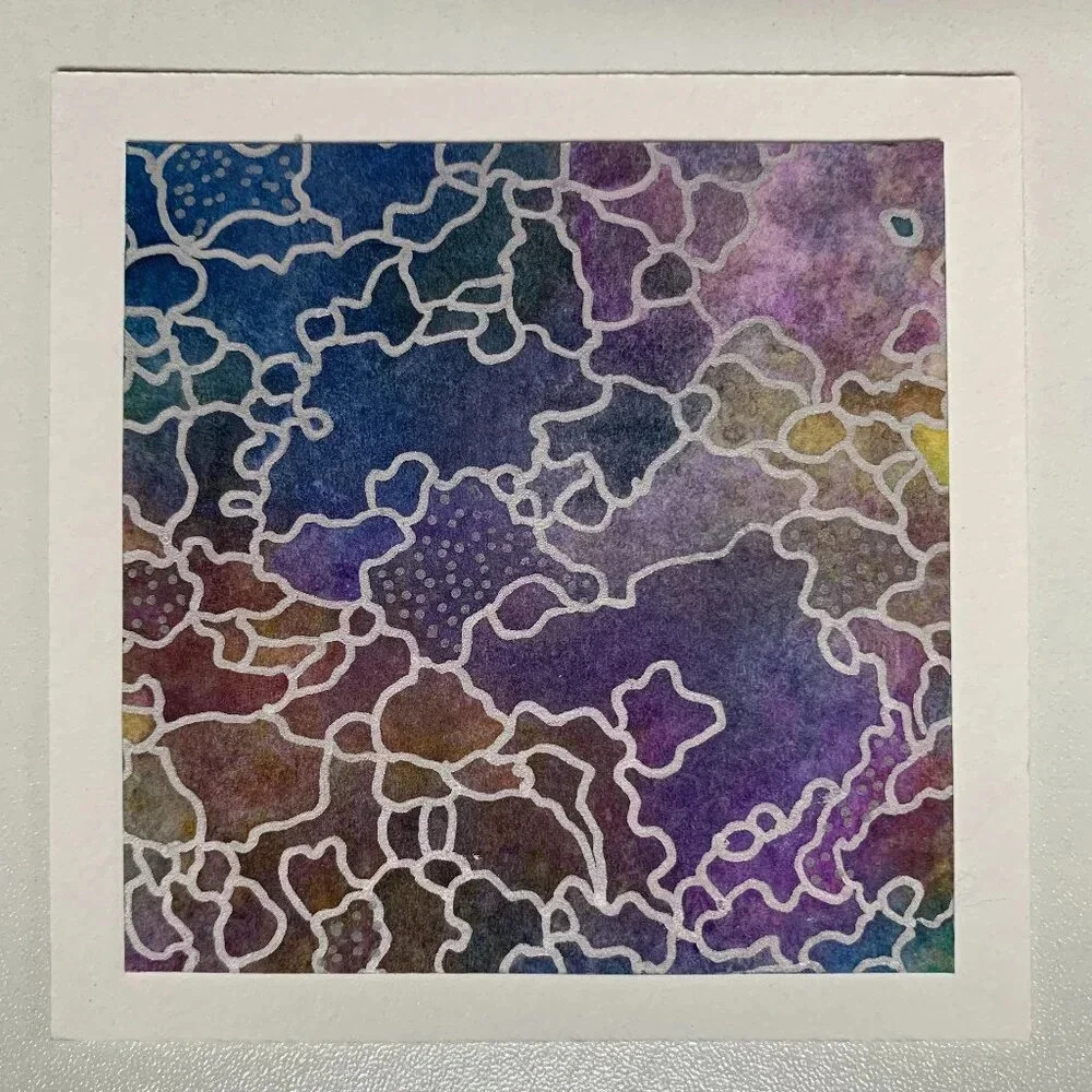 Original Handmade Abstract Watercolor Card Set - 6 Unique Blank Note Cards OOAK - Picture 10 of 14
